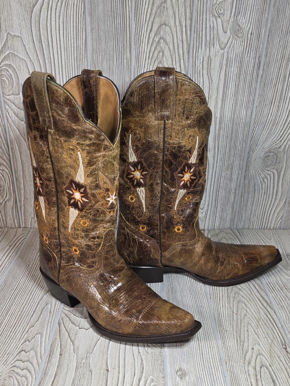 J.B. Dillon Distressed Leather Cowboy Boots Womens Size 9B